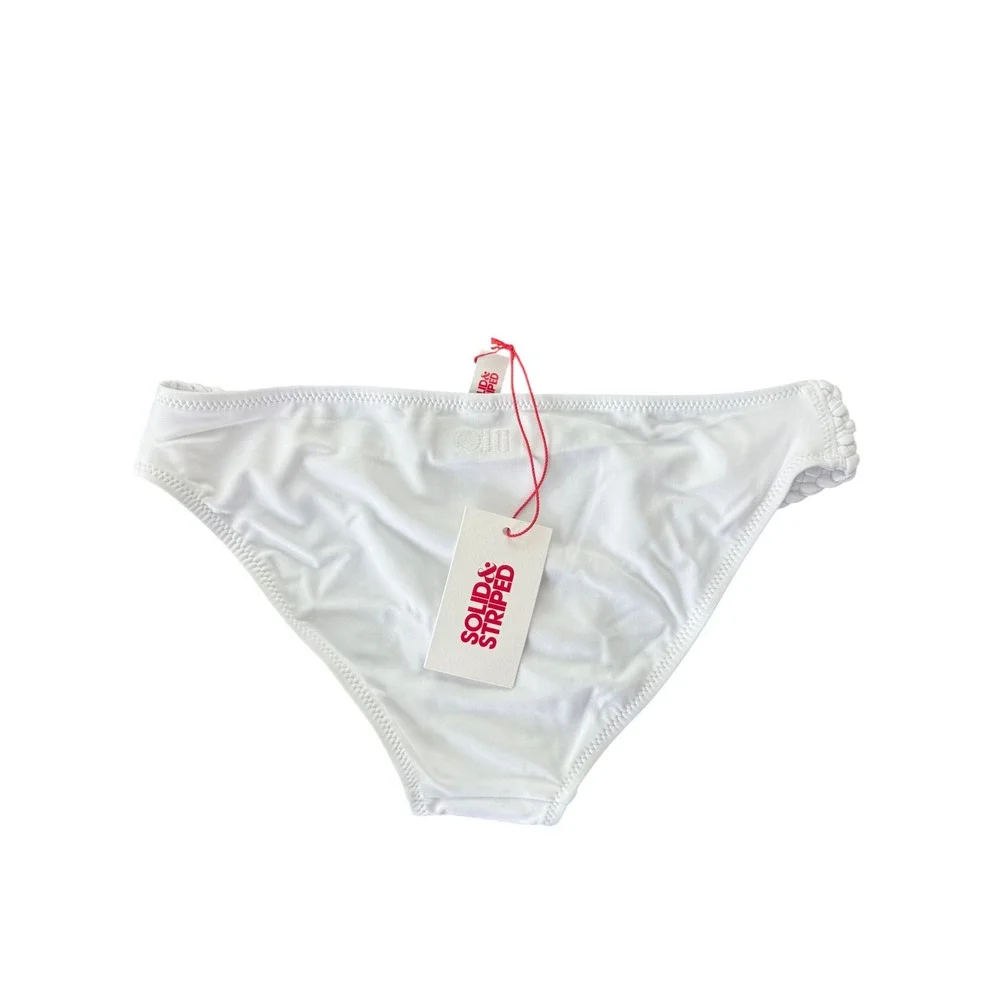 Solid & Striped The Braided Elle Bikini Bottom White Low Rise Medium‎ NWT